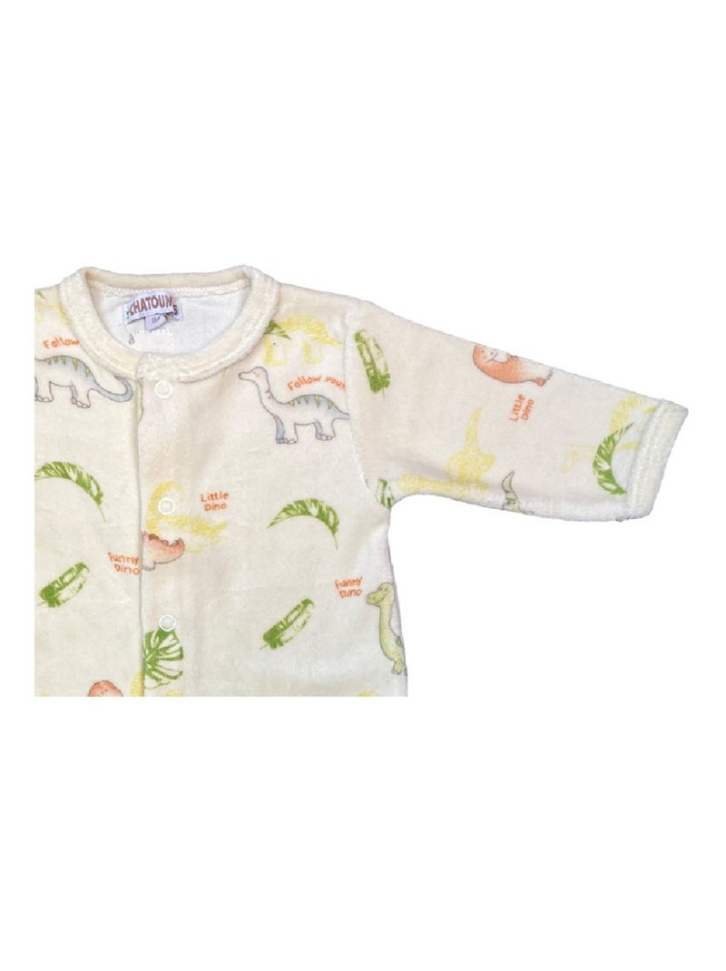 Pijama de bebé de velour de dinosaurios Les Chatounets Beige - Kiabi