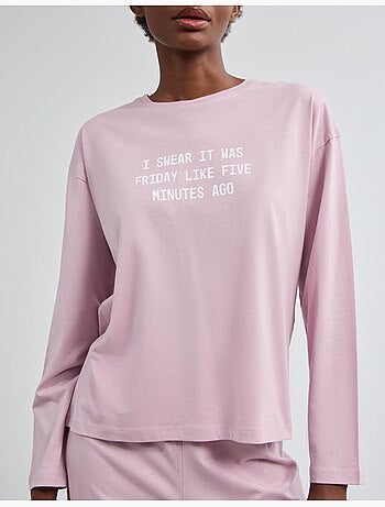 Pijama de camiseta estampada, mo fashion