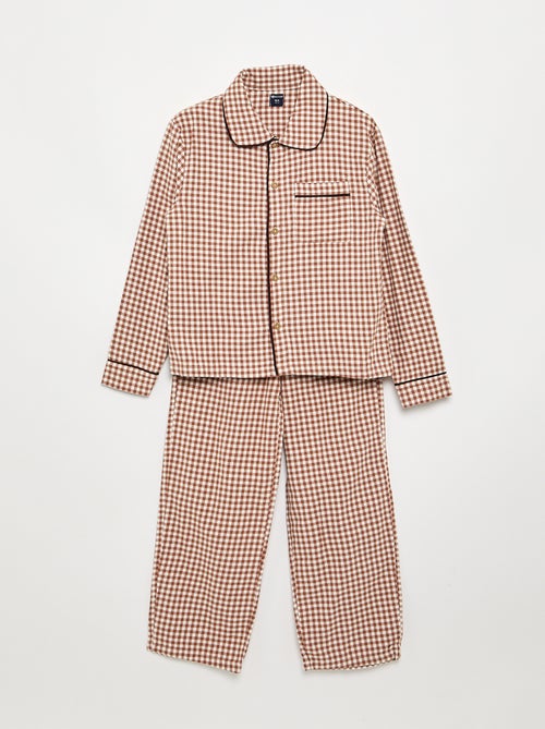 Pijama de cuadros de franela - Kiabi