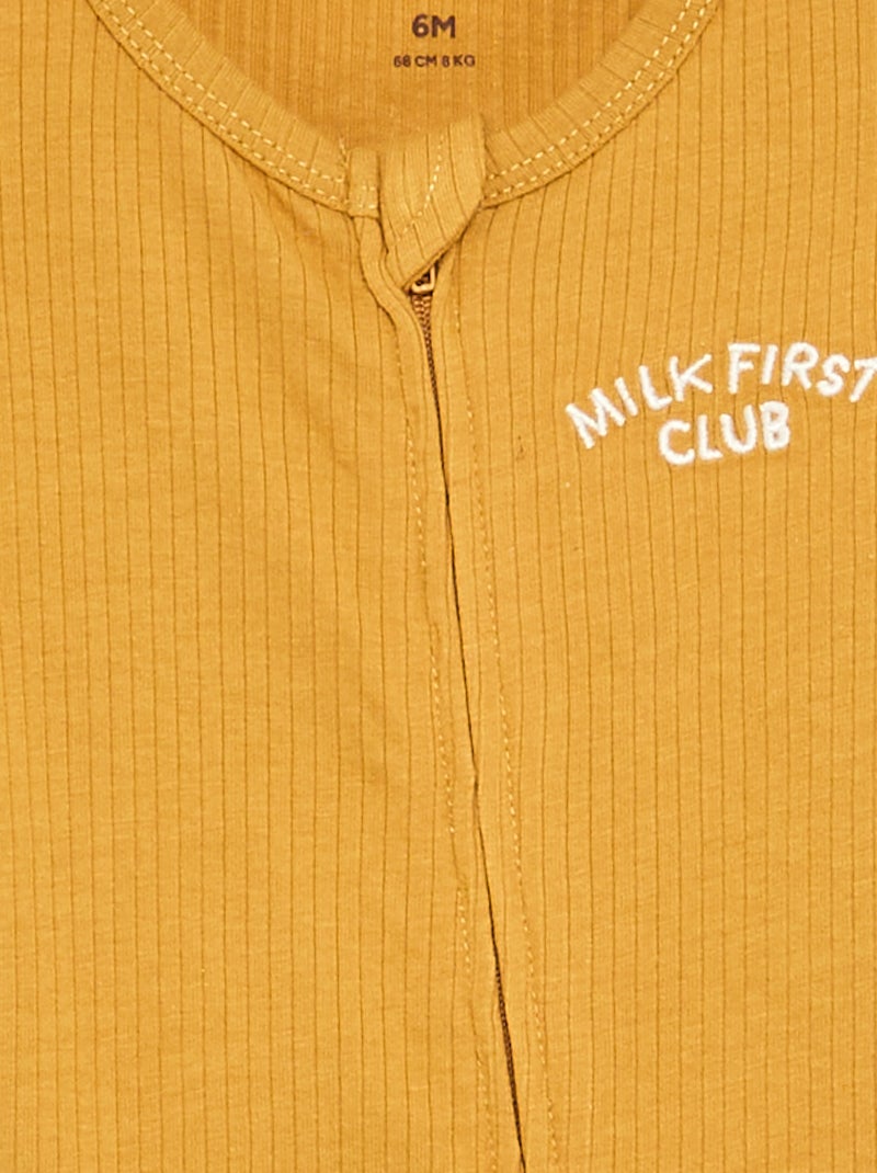 Pijama de dormir corto de punto acanalado Amarillo - Kiabi