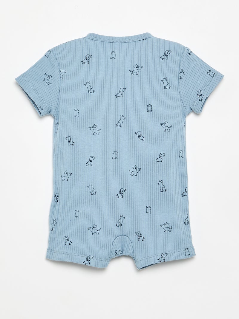 Pijama de dormir corto de punto acanalado Azul - Kiabi