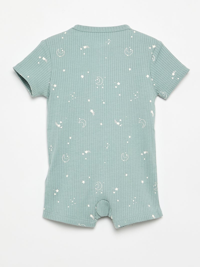 Pijama de dormir corto de punto acanalado Azul - Kiabi