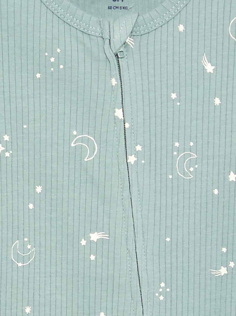 Pijama de dormir corto de punto acanalado Azul - Kiabi