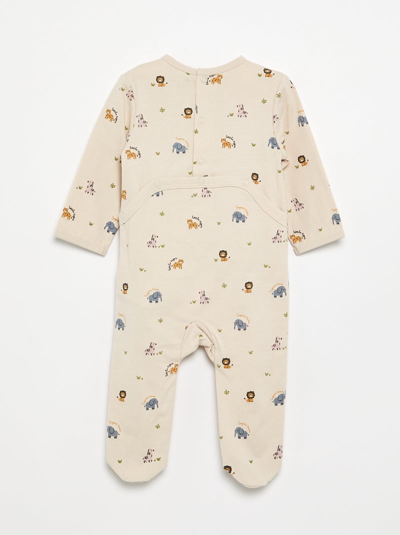 Pijama de dormir de punto de algodón Beige - Kiabi