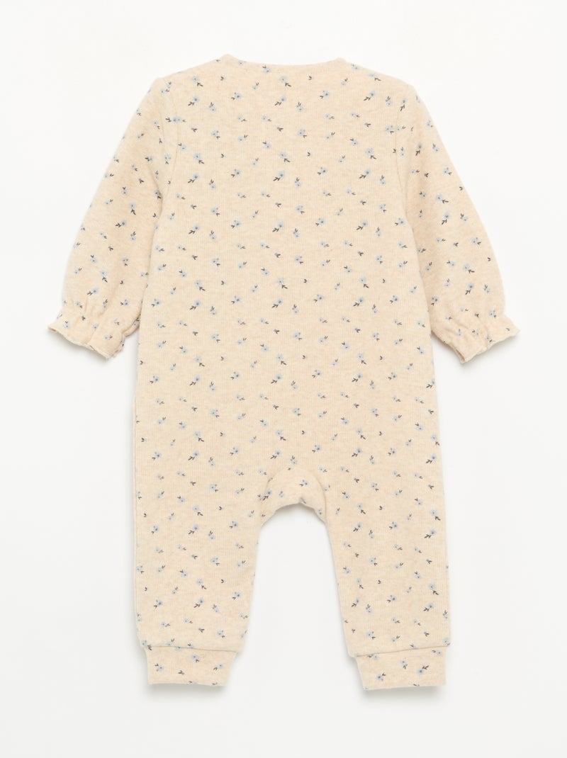 Pijama de dormir de terciopelo de manga larga sin pies Beige - Kiabi
