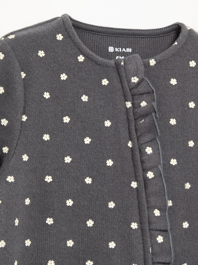 Pijama de dormir de terciopelo de manga larga sin pies Gris - Kiabi