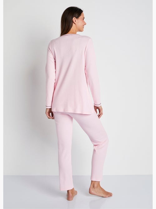 Pijama de dos piezas de algodón con bordado en el pecho. - Afibel - Kiabi