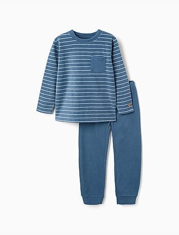 Pijama de felpa polar a rayas