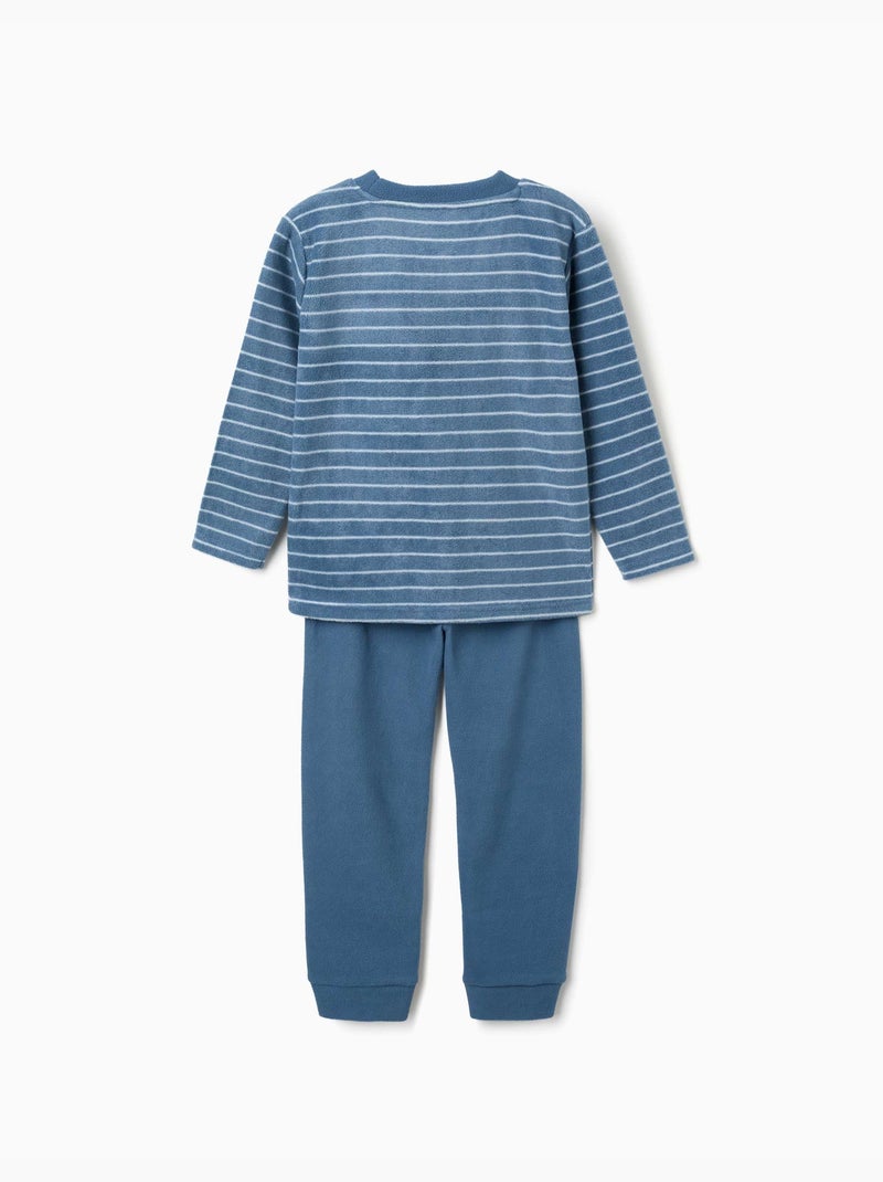 Pijama de felpa polar a rayas Azul Azul - Kiabi