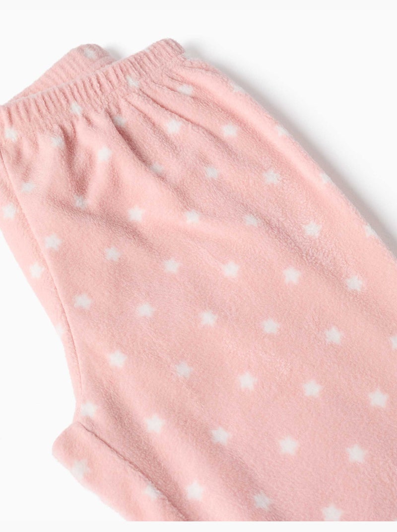 Pijama de felpa polar con estrellas bordadas Rosa claro - Kiabi