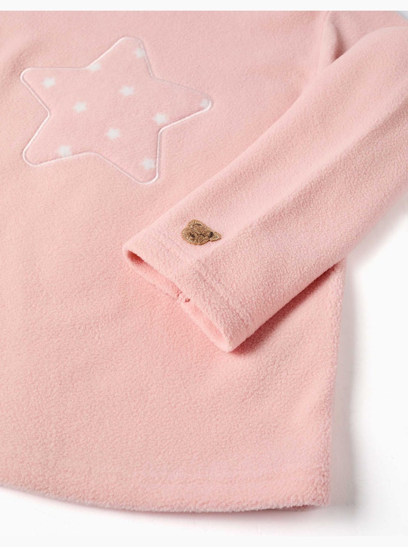 Pijama de felpa polar con estrellas bordadas Rosa claro - Kiabi
