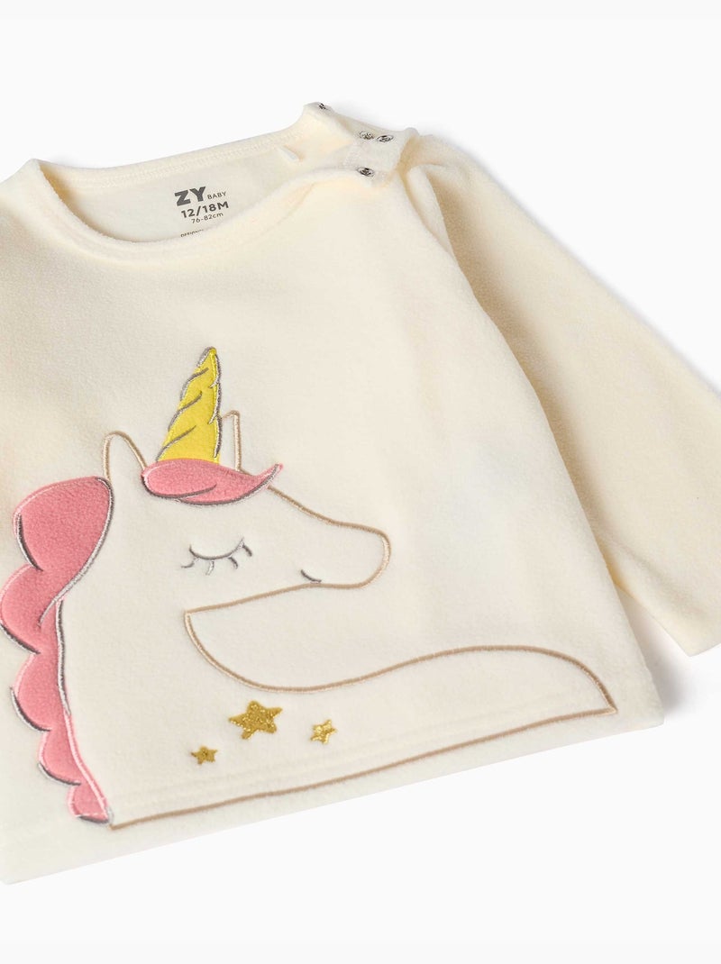 Pijama de felpa polar con unicornio Blanco - Kiabi
