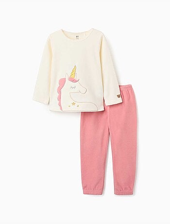 Pijama de felpa polar con unicornio bordado