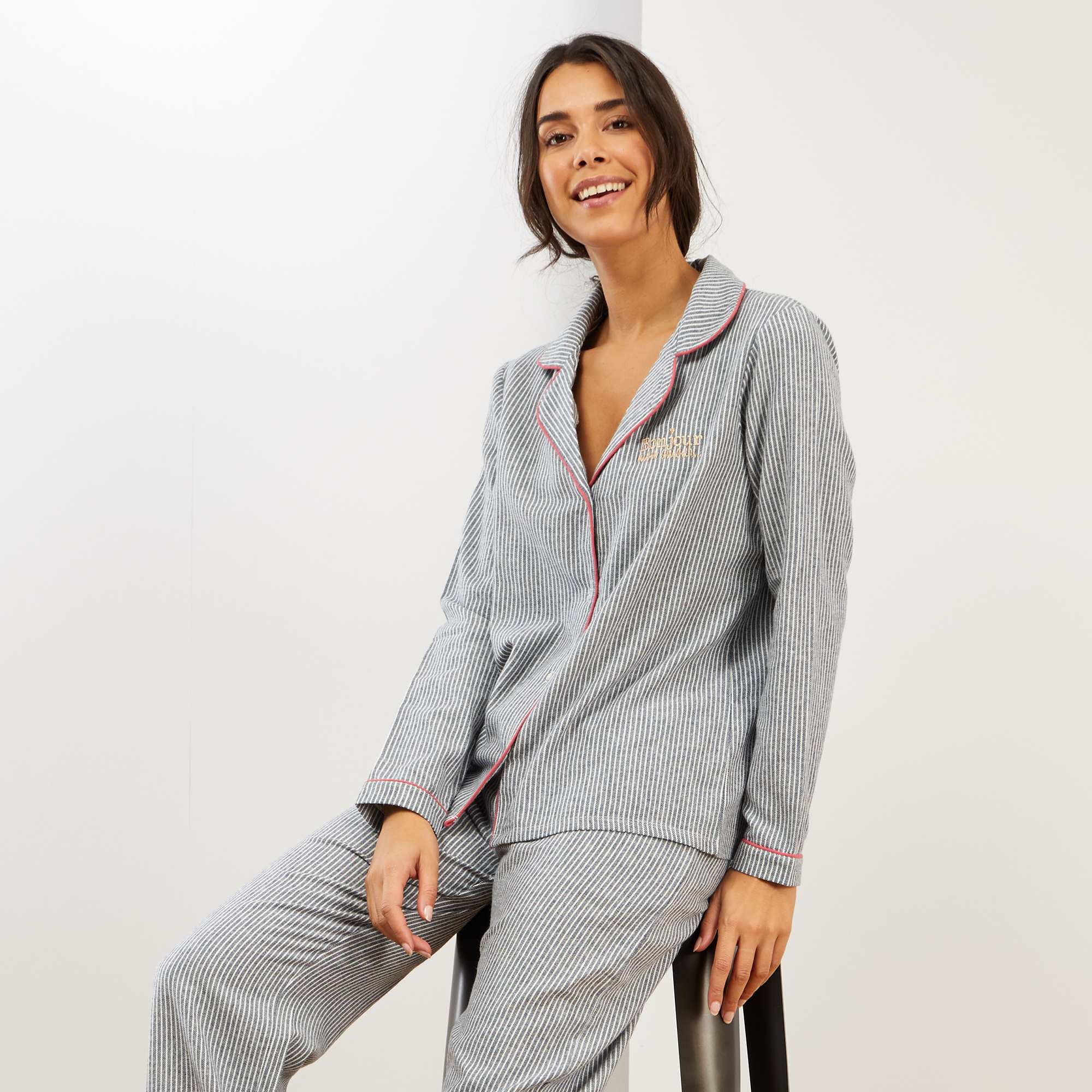 Pijama De Franela Lencería De La S A La Xxl Azul Kiabi 18 00€