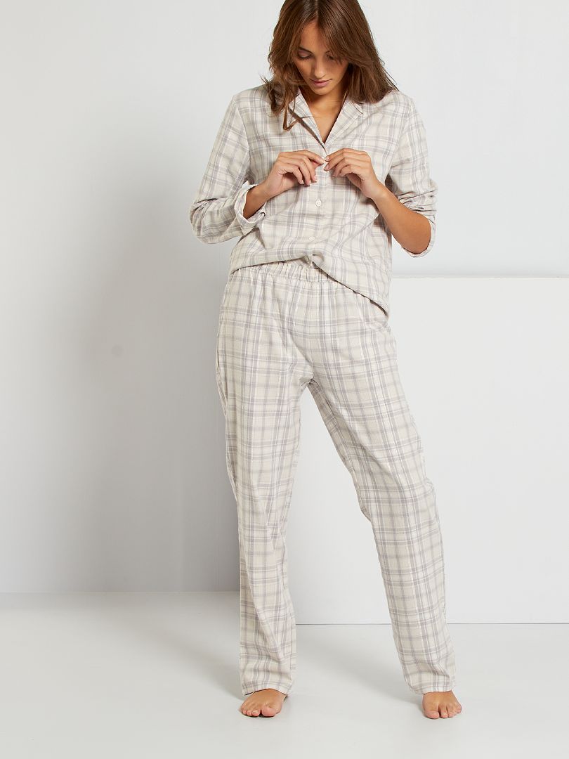 Pijama franela ligero cuadros - Kiabi - 18.00€