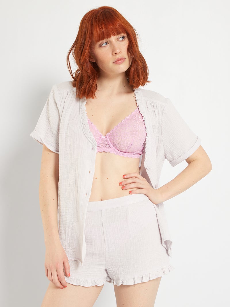 Pijama de gasa de algodón ROSA - Kiabi