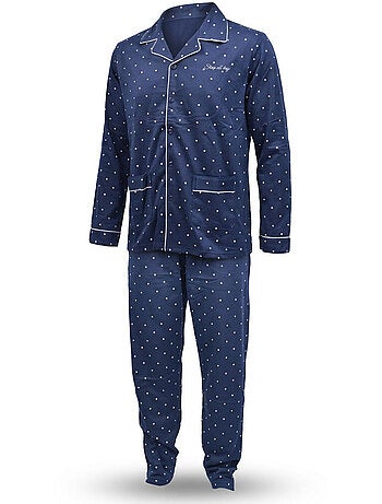 Pijama de hombre OZABI, largo, con botones y cuello de camisa, ultrasuave