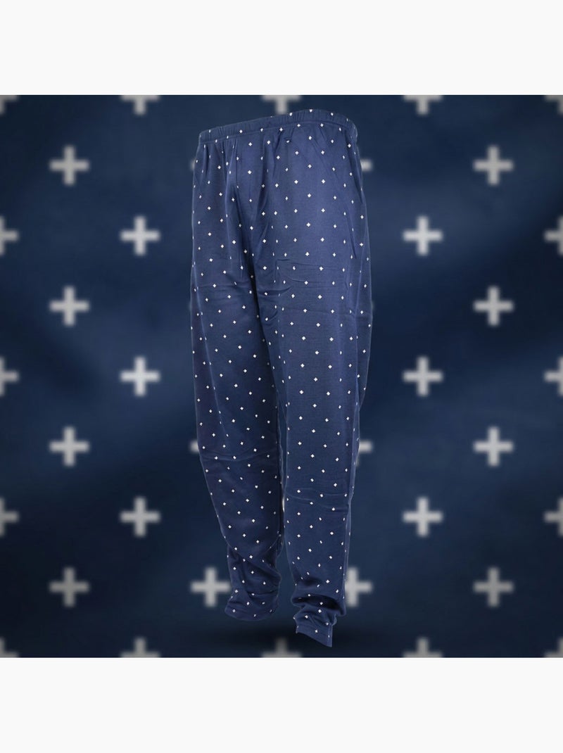 Pijama de hombre OZABI, largo, con botones y cuello de camisa, ultrasuave Azul - Kiabi