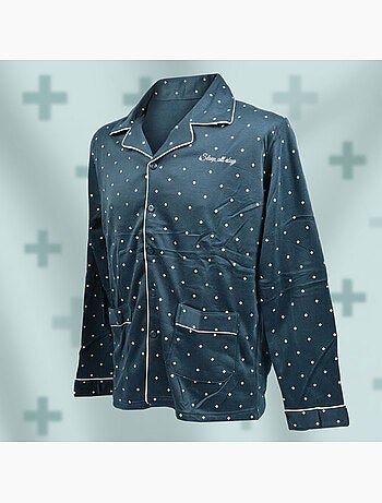 Pijama de hombre OZABI, largo, con botones y cuello de camisa, ultrasuave
