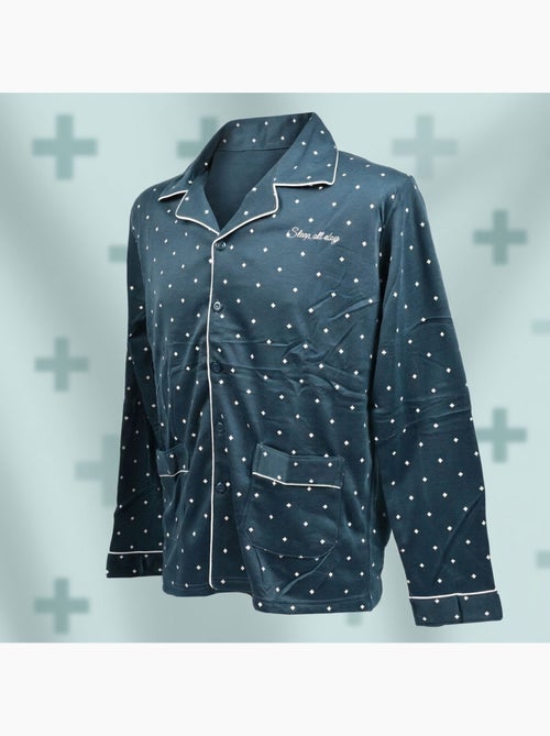 Pijama de hombre OZABI, largo, con botones y cuello de camisa, ultrasuave - Kiabi