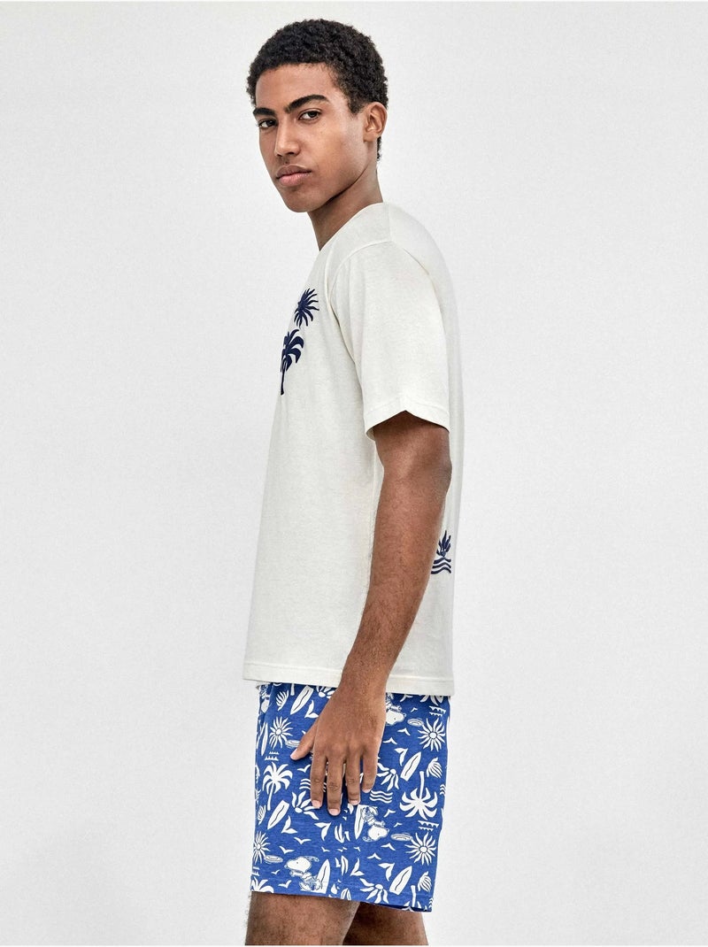 Pijama de hombre Snoopy Family Time 100% algodón Crudo - Kiabi
