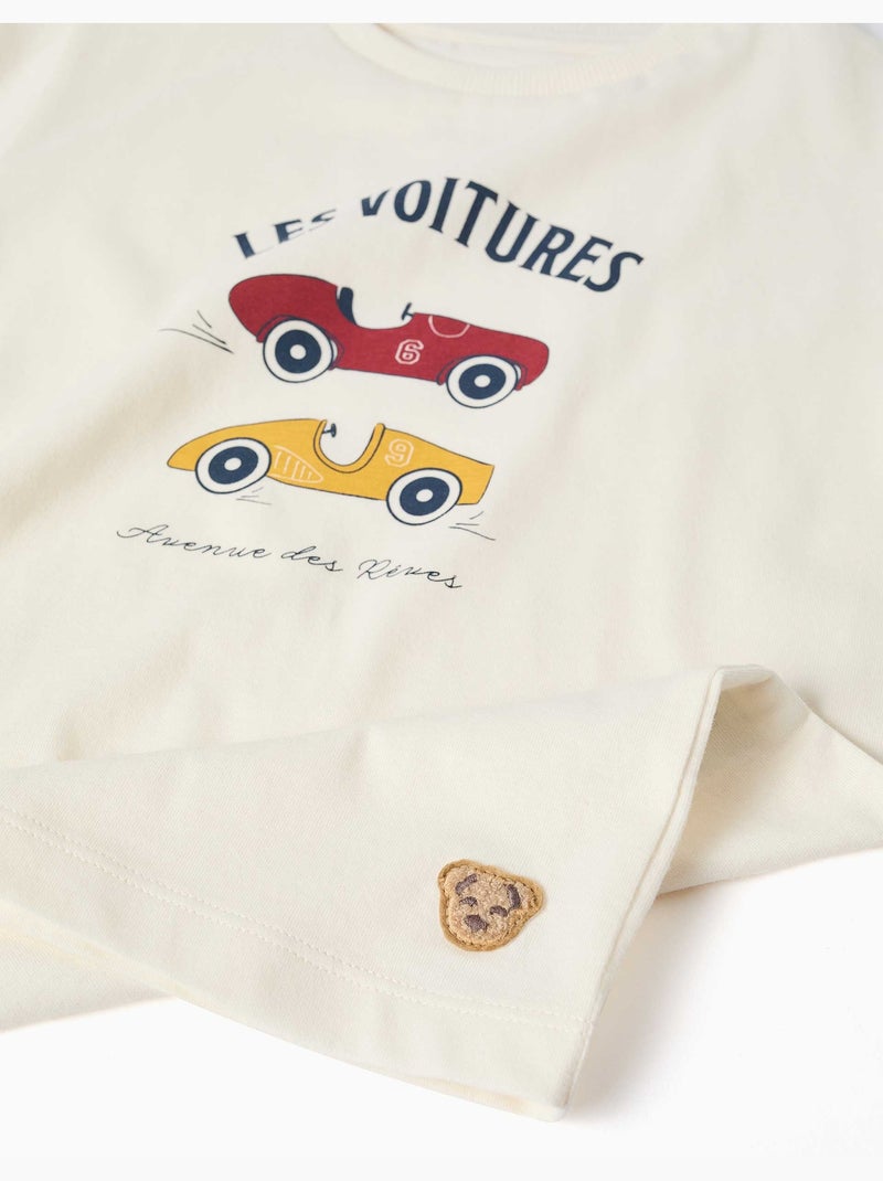 Pijama de manga corta con estampado de coches de carreras Blanco - Kiabi