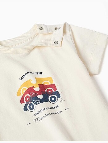 Pijama de manga corta con estampado de coches de carreras