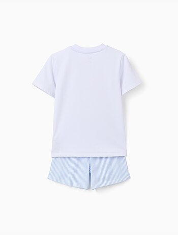 Pijama de manga corta de algodón a rayas