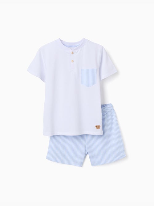 Pijama de manga corta de algodón a rayas - Kiabi