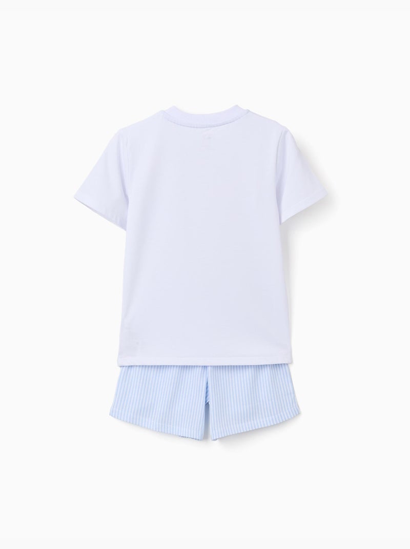 Pijama de manga corta de algodón a rayas Blanco - Kiabi
