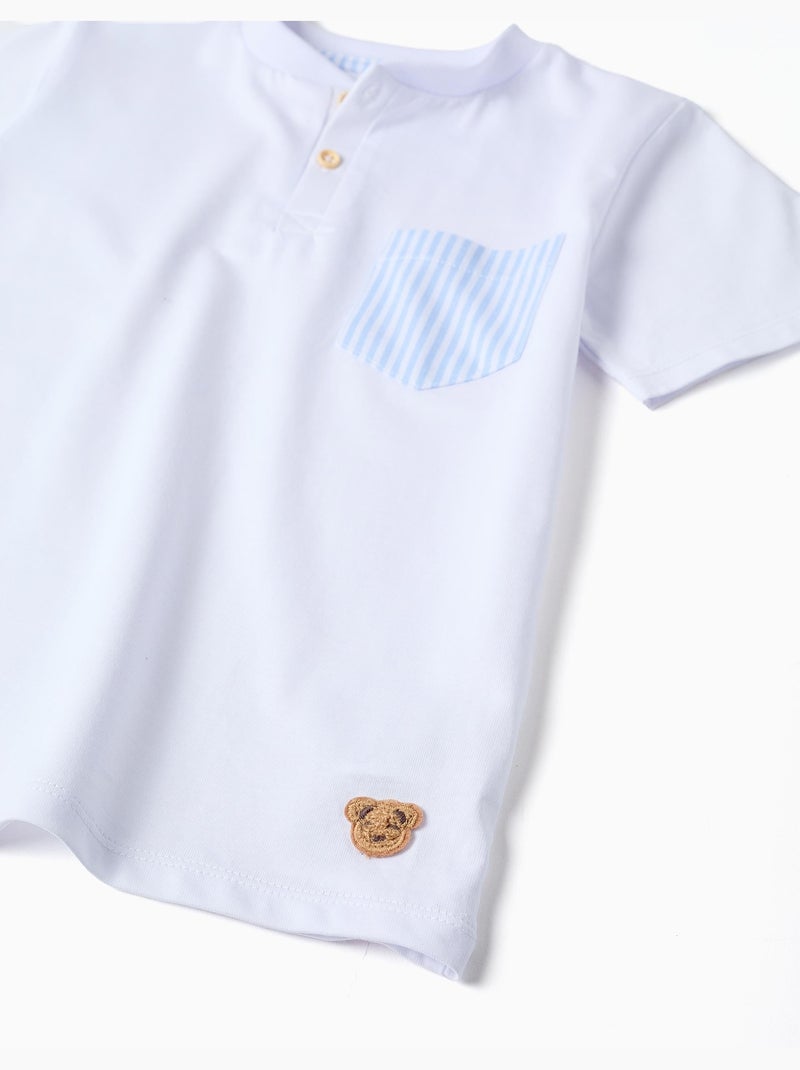 Pijama de manga corta de algodón a rayas Blanco - Kiabi