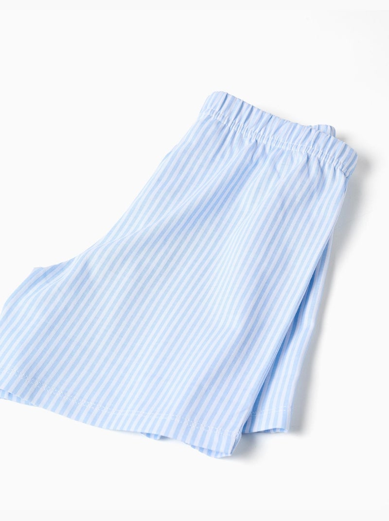 Pijama de manga corta de algodón a rayas Blanco - Kiabi