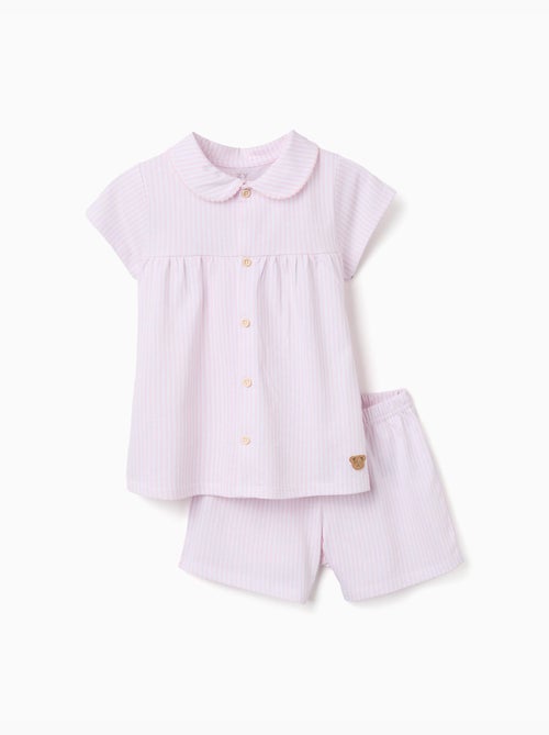Pijama de manga corta de algodón a rayas - Kiabi