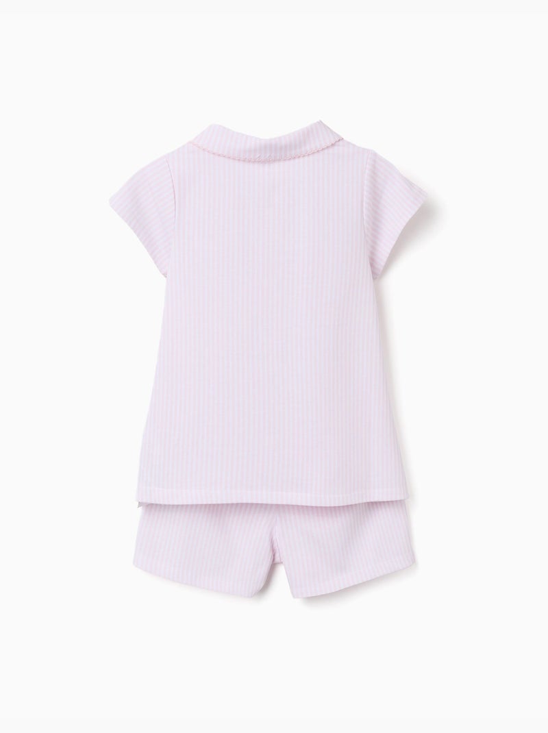 Pijama de manga corta de algodón a rayas Rosa claro - Kiabi