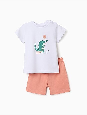 Pijama de manga corta de algodón con estampado de cocodrilo