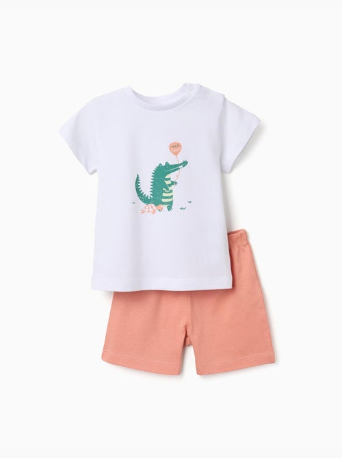 Pijama de manga corta de algodón con estampado de cocodrilo - Kiabi