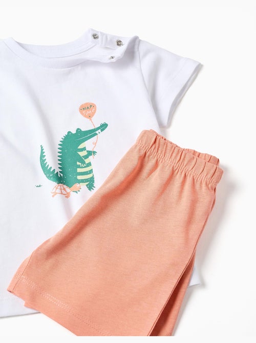 Pijama de manga corta de algodón con estampado de cocodrilo - Kiabi