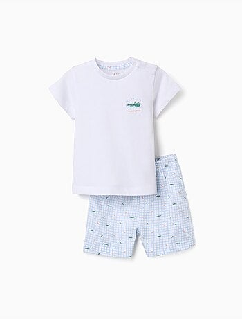 Pijama de manga corta de algodón con estampado de cocodrilo