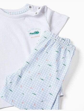 Pijama de manga corta de algodón con estampado de cocodrilo