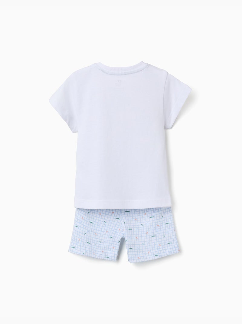 Pijama de manga corta de algodón con estampado de cocodrilo Blanco - Kiabi