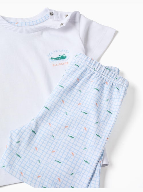 Pijama de manga corta de algodón con estampado de cocodrilo - Kiabi