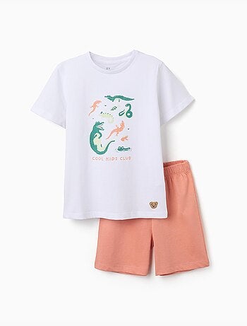 Pijama de manga corta de algodón con estampado de cocodrilo