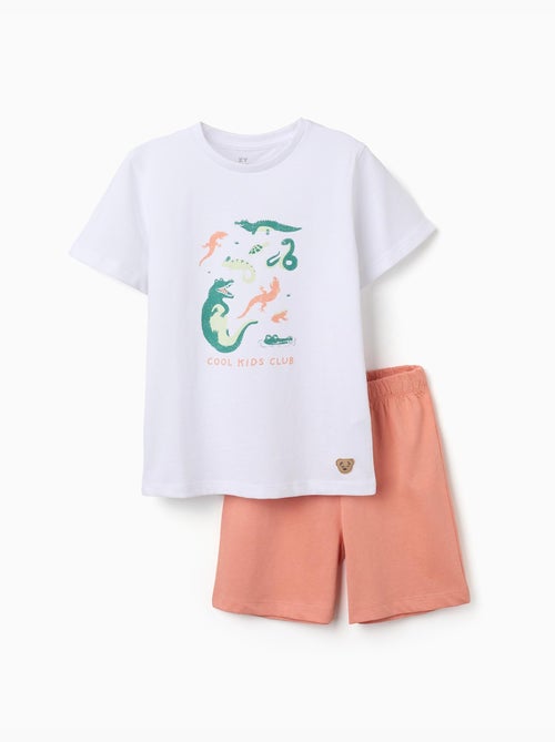 Pijama de manga corta de algodón con estampado de cocodrilo - Kiabi