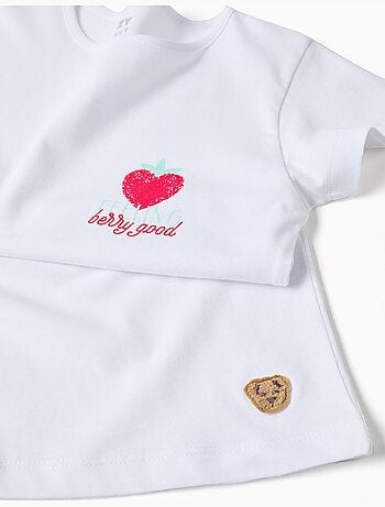 Pijama de manga corta de algodón con estampado de corazón