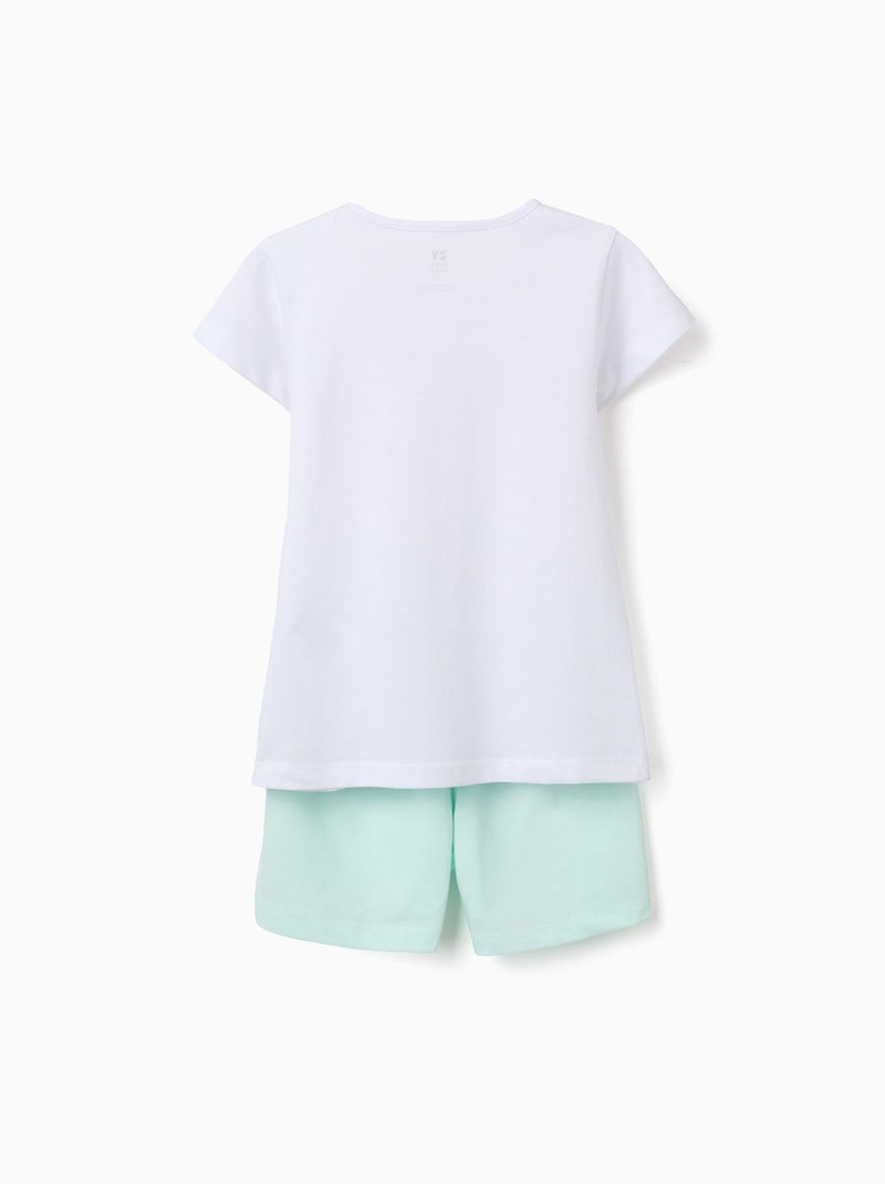 Pijama de manga corta de algodón con estampado de corazón Blanco - Kiabi