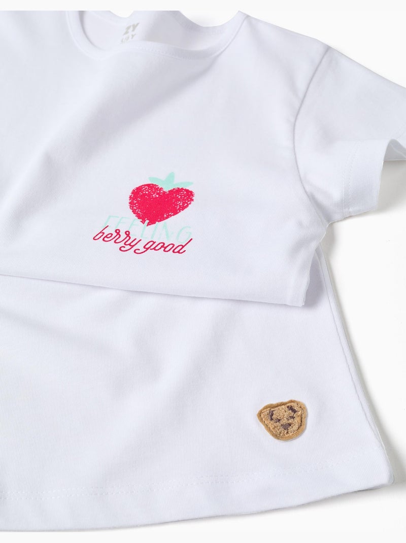 Pijama de manga corta de algodón con estampado de corazón Blanco - Kiabi