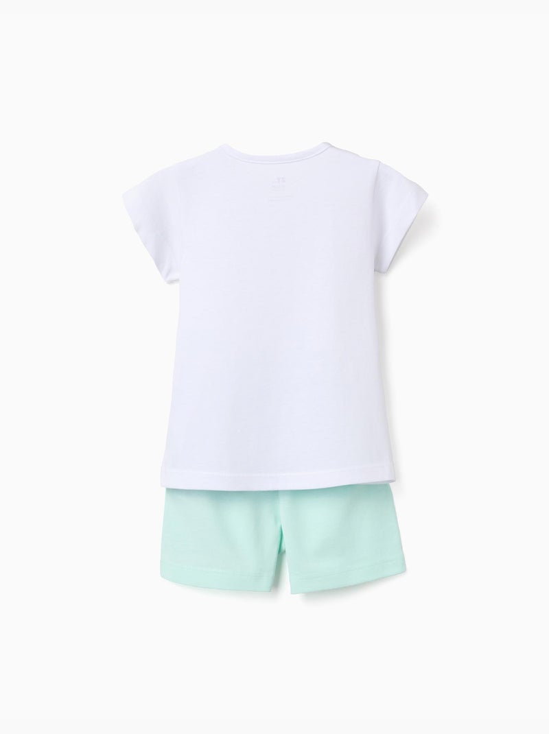 Pijama de manga corta de algodón con estampado de corazón Blanco - Kiabi