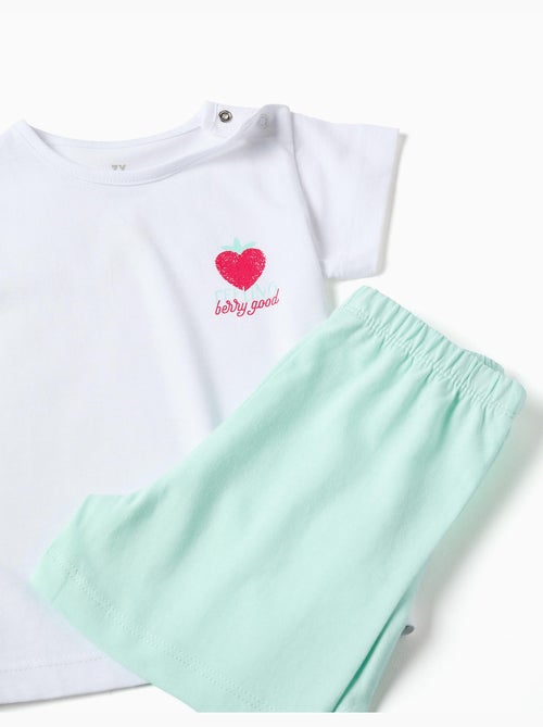 Pijama de manga corta de algodón con estampado de corazón - Kiabi