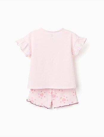 Pijama de manga corta de algodón con estampado de corazones