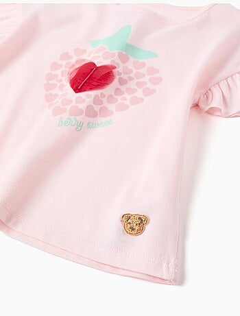 Pijama de manga corta de algodón con estampado de corazones